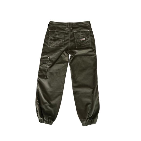 NWT True Religion Bobbi Baggy Cargo Pants Kalamata Olive Green size 28 - Picture 3 of 16